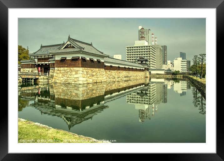 Hiroshima Castle Reflections Framed Mounted Print by Rob Hawkins