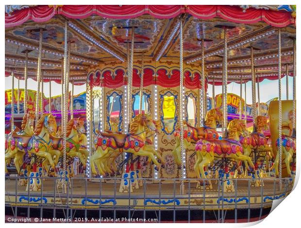The Colourful Carousel  Print by Jane Metters