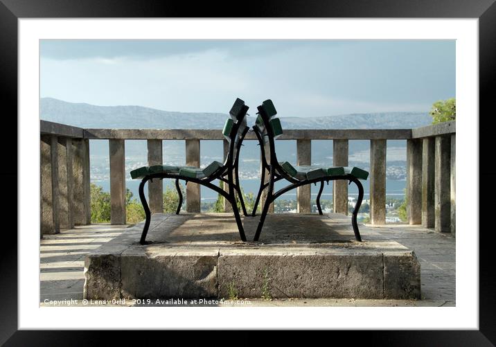 Benches over Split, Croatia Framed Mounted Print by Lensw0rld 
