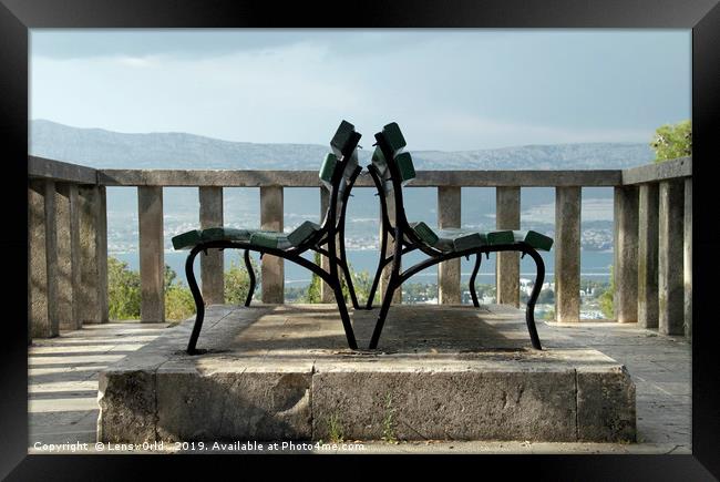Benches over Split, Croatia Framed Print by Lensw0rld 
