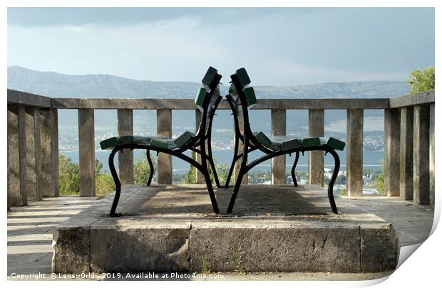 Benches over Split, Croatia Print by Lensw0rld 