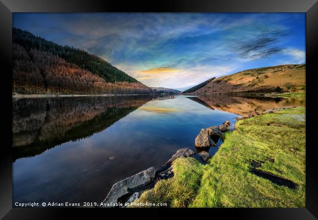 Lake Geirionydd Sunset Framed Print by Adrian Evans