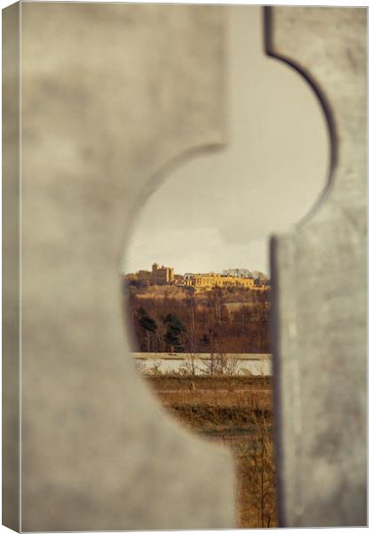 Bolsover Castle and the Markham Vale figures Canvas Print by Michael South Photography