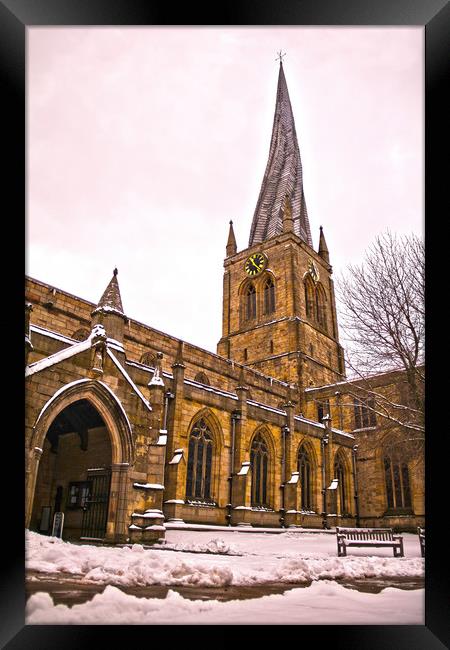 The Crooked Spire In The Snow Framed Print by Michael South Photography