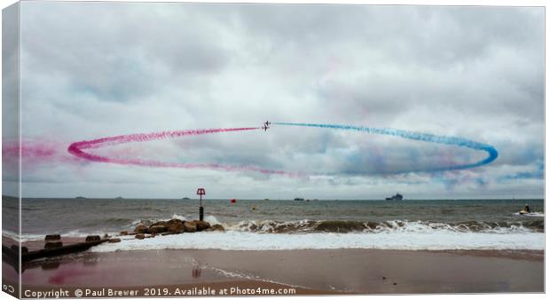 The Red Arrows at Bournemouth Canvas Print by Paul Brewer