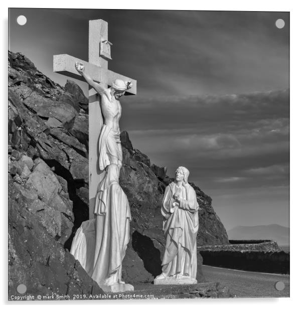 Statue of the Crucifixion, Slea Head Drive  Acrylic by mark Smith