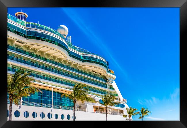Curved Glass Over Balconies on Luxury Cruise Ship Framed Print by Darryl Brooks