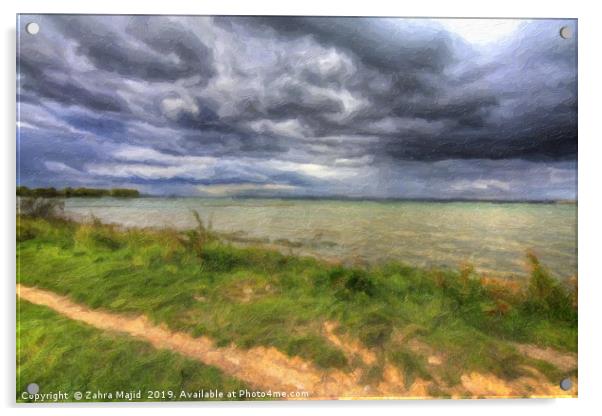 Painterly Picturesque Kent Seascape Acrylic by Zahra Majid