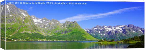 Amazing Scenery at Austnesfjorden                  Canvas Print by Gisela Scheffbuch