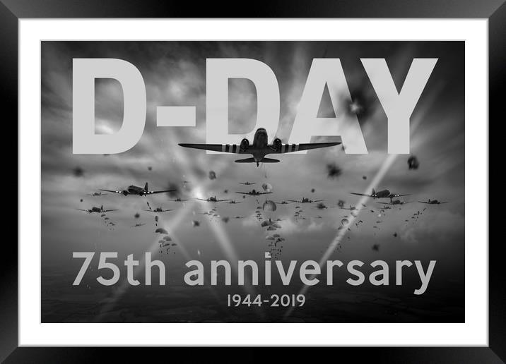 D-Day 75th poster B&W version Framed Mounted Print by Gary Eason