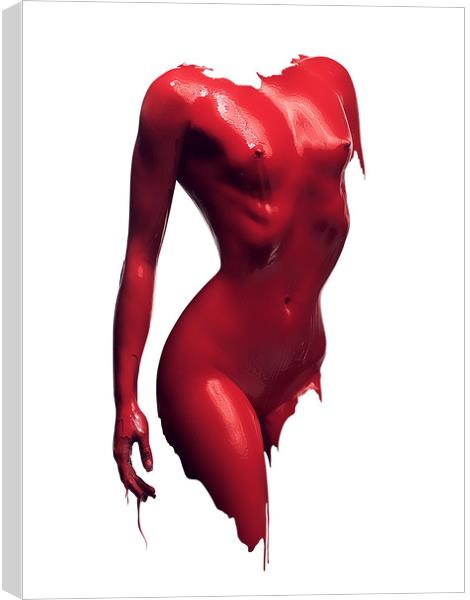 Woman body red paint Canvas Print by Johan Swanepoel