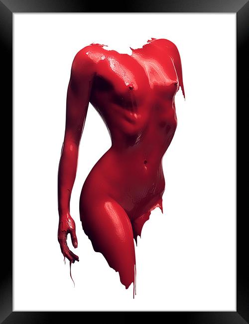 Woman body red paint Framed Print by Johan Swanepoel
