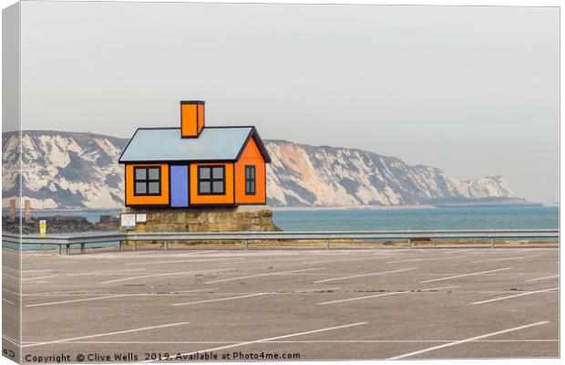 House on the car park at Folkestone Harbour in Ken Canvas Print by Clive Wells