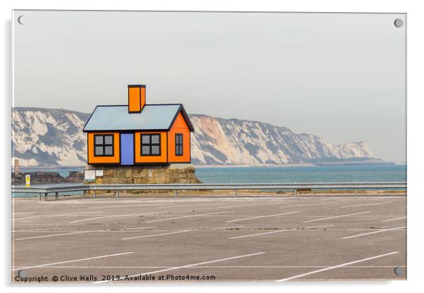 House on the car park at Folkestone Harbour in Ken Acrylic by Clive Wells