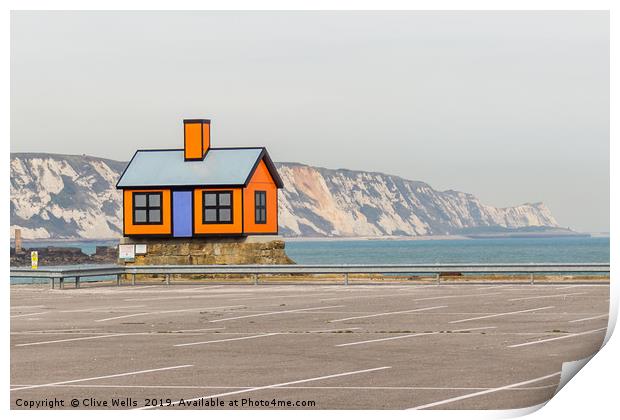 House on the car park at Folkestone Harbour in Ken Print by Clive Wells