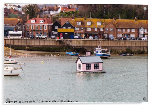 Floating house in Folkestone Harbour in Kent Acrylic by Clive Wells