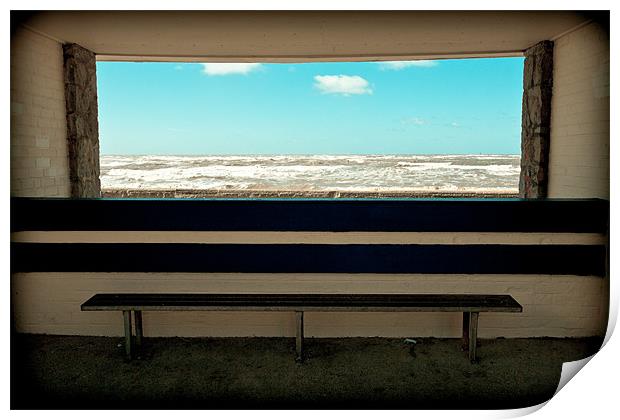 Bus stop with a view Print by S Fierros