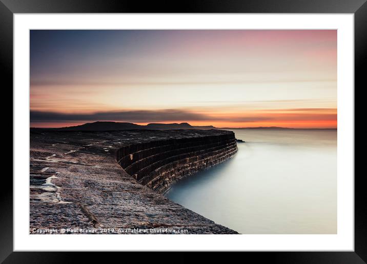Calm at Lyme Regis Framed Mounted Print by Paul Brewer