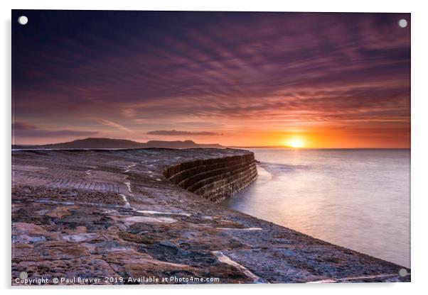 The Cobb Lyme Regis Sunrise Acrylic by Paul Brewer