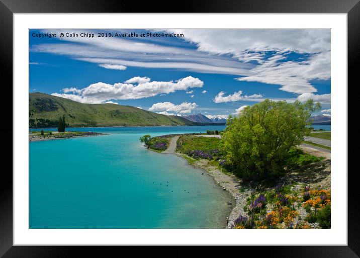 Lake Tekapo and long white clouds  Framed Mounted Print by Colin Chipp