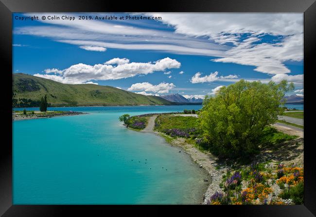 Lake Tekapo and long white clouds  Framed Print by Colin Chipp