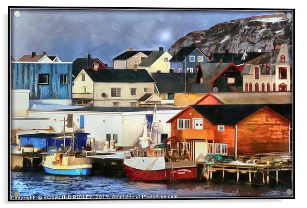 "Harbour at Vardo Norway" Acrylic by ROS RIDLEY