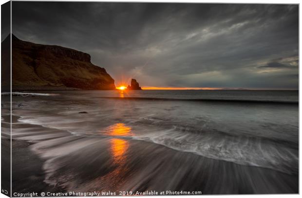 Talisker Bay Sunset, Isle of Skye, Scotland Canvas Print by Creative Photography Wales