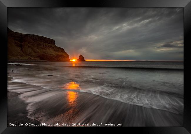 Talisker Bay Sunset, Isle of Skye, Scotland Framed Print by Creative Photography Wales