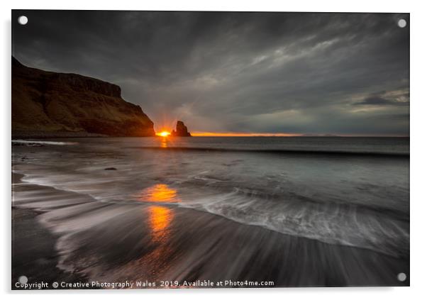 Talisker Bay Sunset, Isle of Skye, Scotland Acrylic by Creative Photography Wales