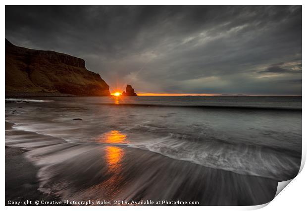 Talisker Bay Sunset, Isle of Skye, Scotland Print by Creative Photography Wales