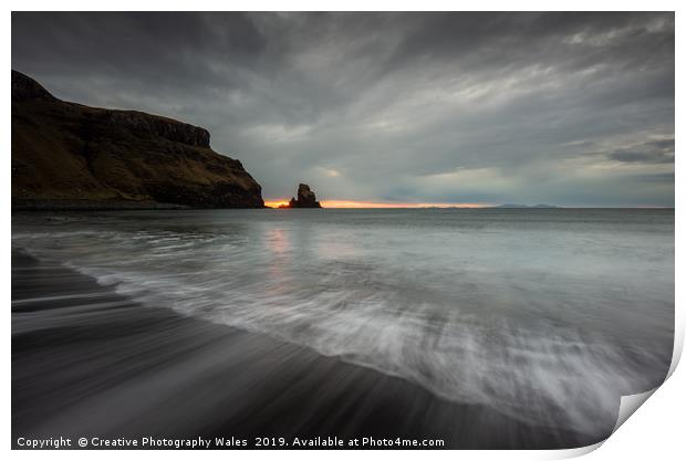 Talisker Bay Sunset, Isle of Skye, Scotland Print by Creative Photography Wales