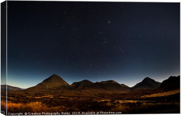 The Red Cuillins at Night on Isle of Skye Canvas Print by Creative Photography Wales