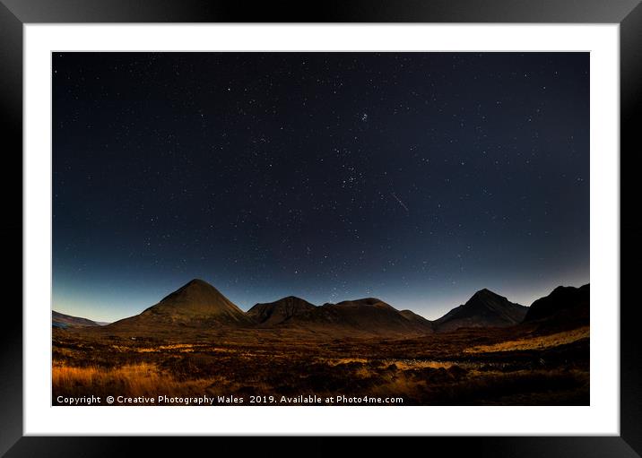The Red Cuillins at Night on Isle of Skye Framed Mounted Print by Creative Photography Wales