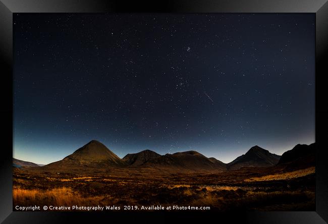 The Red Cuillins at Night on Isle of Skye Framed Print by Creative Photography Wales