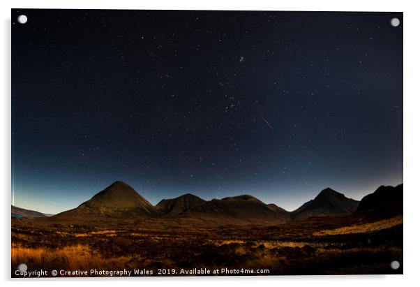 The Red Cuillins at Night on Isle of Skye Acrylic by Creative Photography Wales
