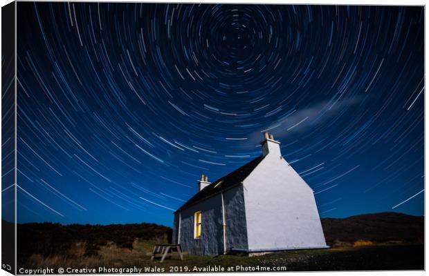 Allt Dearg Cottage Night sky at Sligachan on Isle  Canvas Print by Creative Photography Wales
