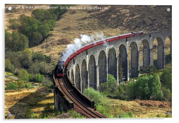 The Jacobite Steam Train, Glenfinnan Viaduct. Acrylic by ALBA PHOTOGRAPHY