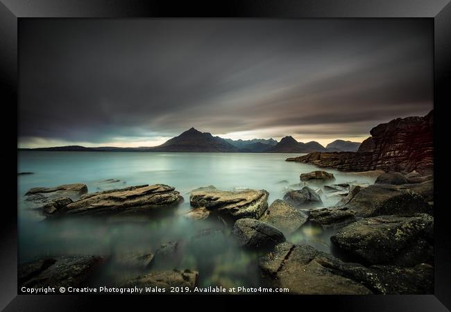 Black Cuillins Seascape, Isle of Skye, Scotland Framed Print by Creative Photography Wales