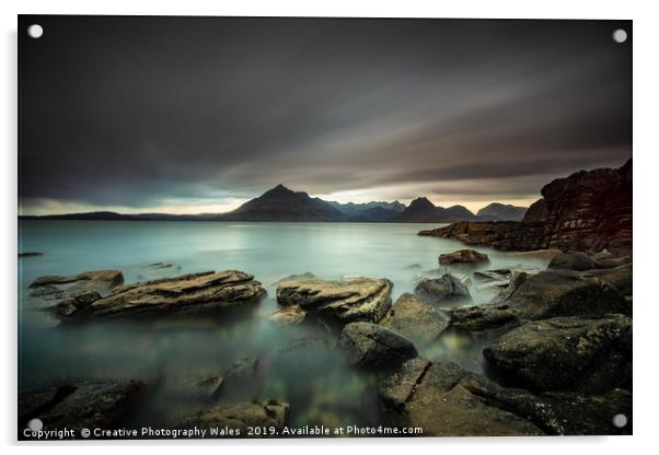 Black Cuillins Seascape, Isle of Skye, Scotland Acrylic by Creative Photography Wales
