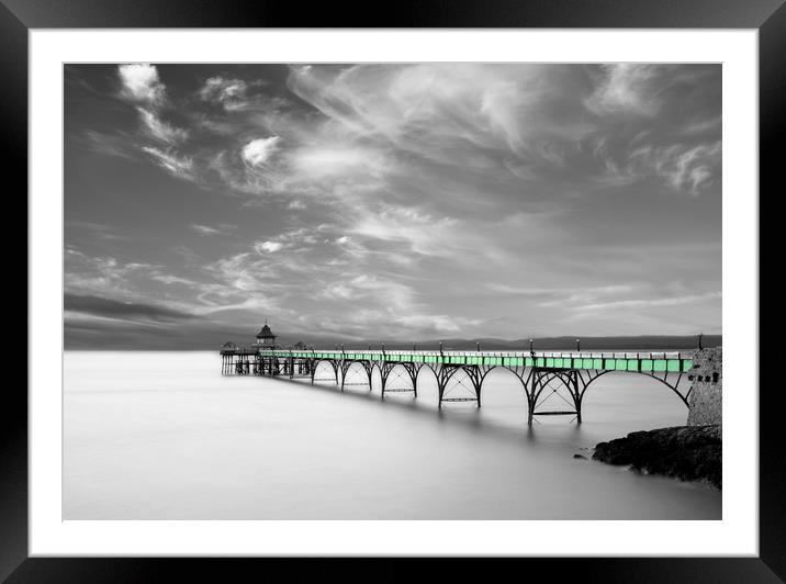 Clevedon Pier Popped Framed Mounted Print by David Neighbour