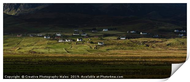 Staffin Cottages on Isle of Skye Print by Creative Photography Wales