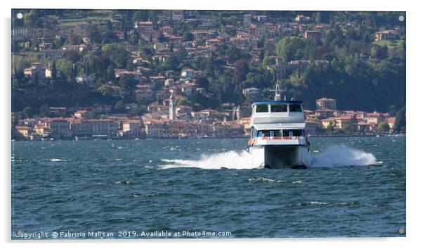 Ferry boat in Bellagio Lake Como Acrylic by Fabrizio Malisan