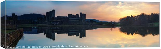 Caerphilly Castle at Sunset Canvas Print by Paul Brewer