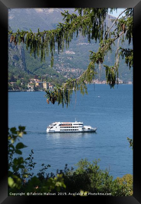 Boat in frame at Lake Como Italy Framed Print by Fabrizio Malisan