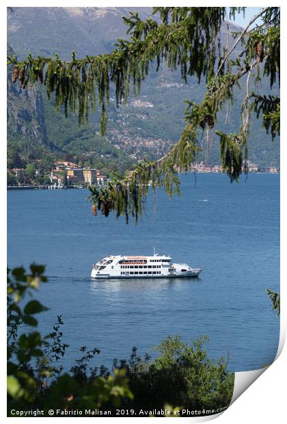 Boat in frame at Lake Como Italy Print by Fabrizio Malisan
