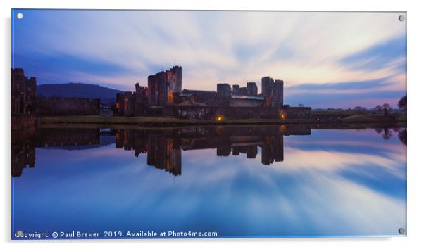 Caerphilly Castle Acrylic by Paul Brewer