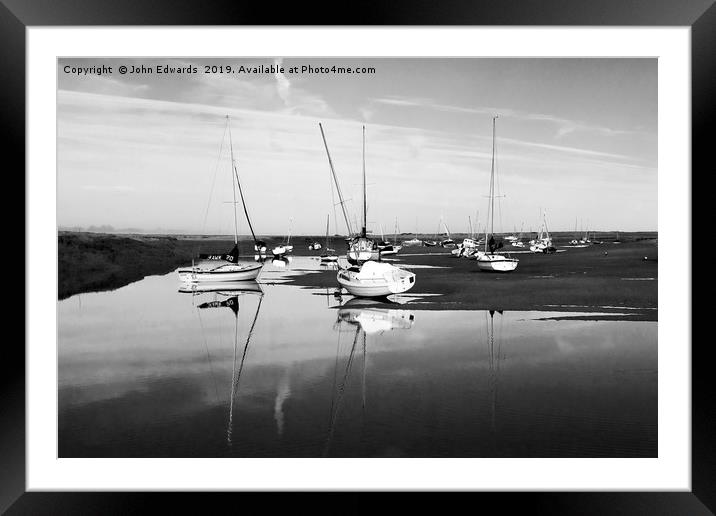 Reflections at Brancaster Staithe Framed Mounted Print by John Edwards