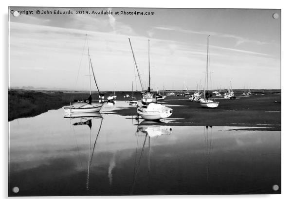 Reflections at Brancaster Staithe Acrylic by John Edwards