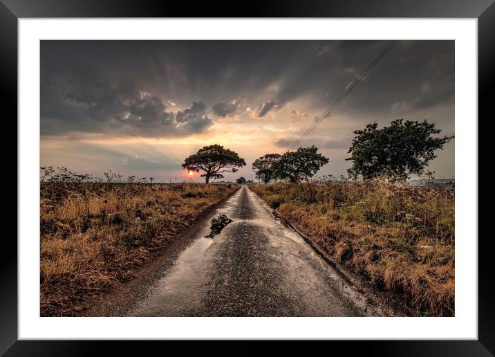 Sunrise and showers on the road to Thornham Framed Mounted Print by Gary Pearson