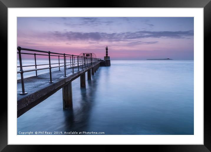 Amble Pier Framed Mounted Print by Phil Reay